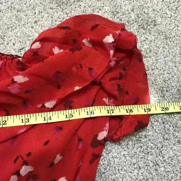 Joie Dress Silk Red Floral Print One Shoulder - Picture 3 of 11